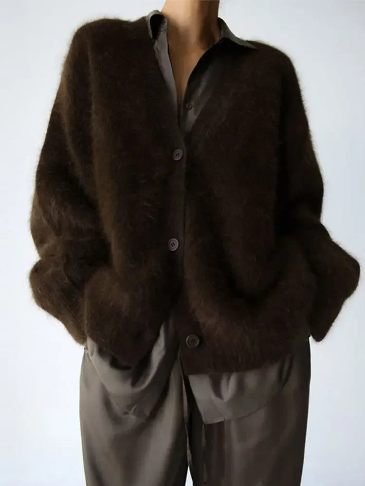 Winterstrickjacke Damen | Flauschige Struktur & Oversize-Schnitt