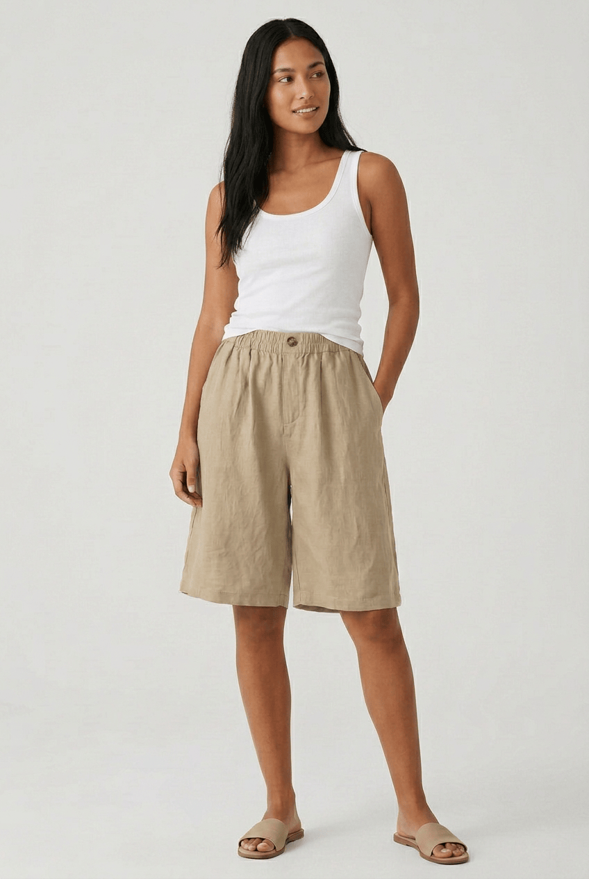Damenshorts | Lockere Passform & elastischer Bund mit Knopfdetails