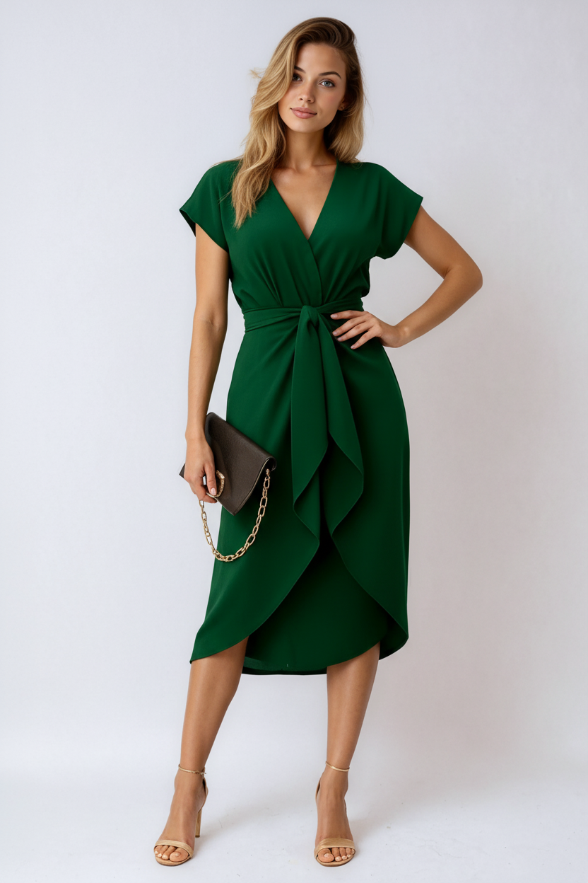 Fiora - Damen Abendkleid | Drapierter Fall & Taillenbindung