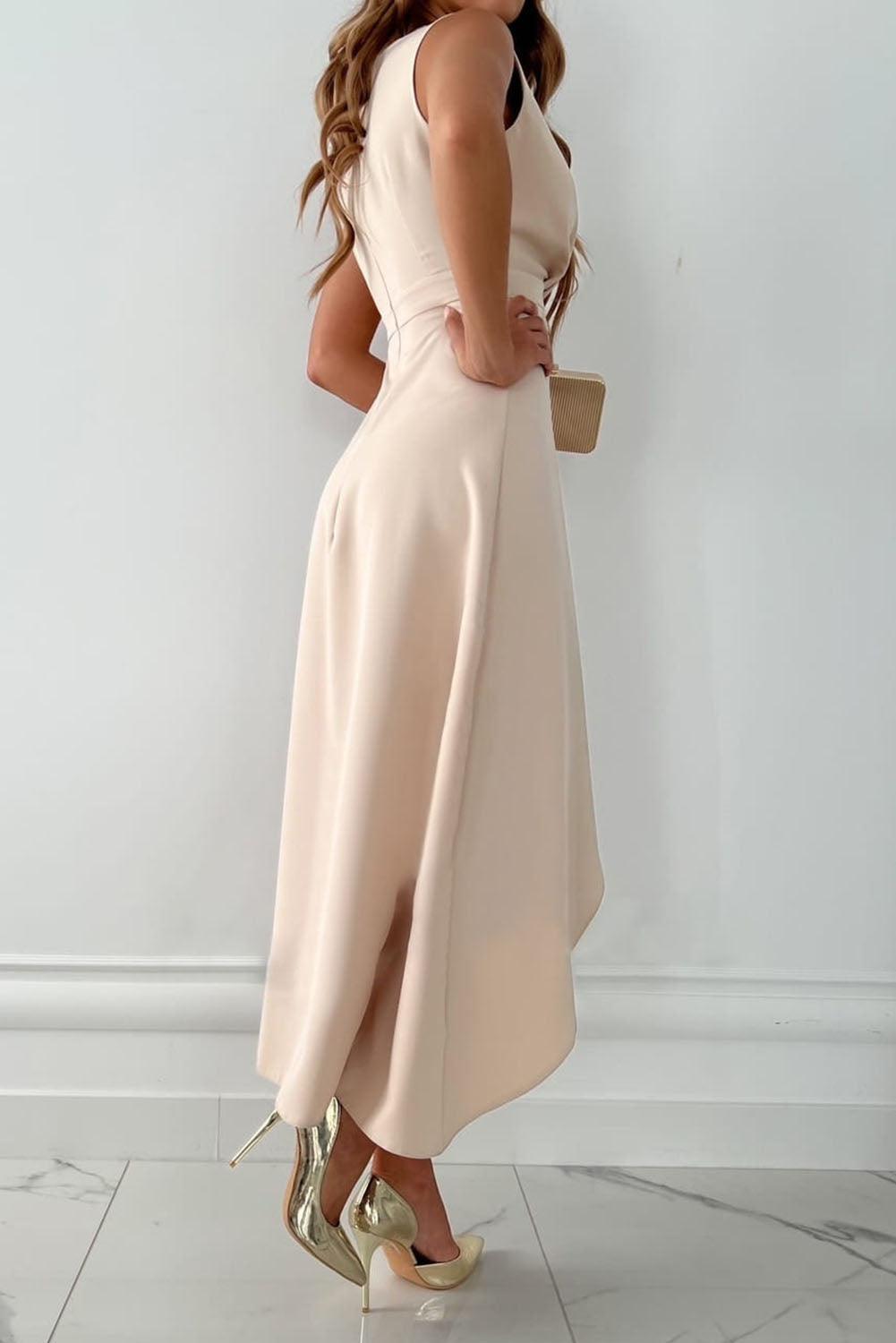 Kleid Hochzeitsgast Damen Midikleid | Wickel mit V-Ausschnitt