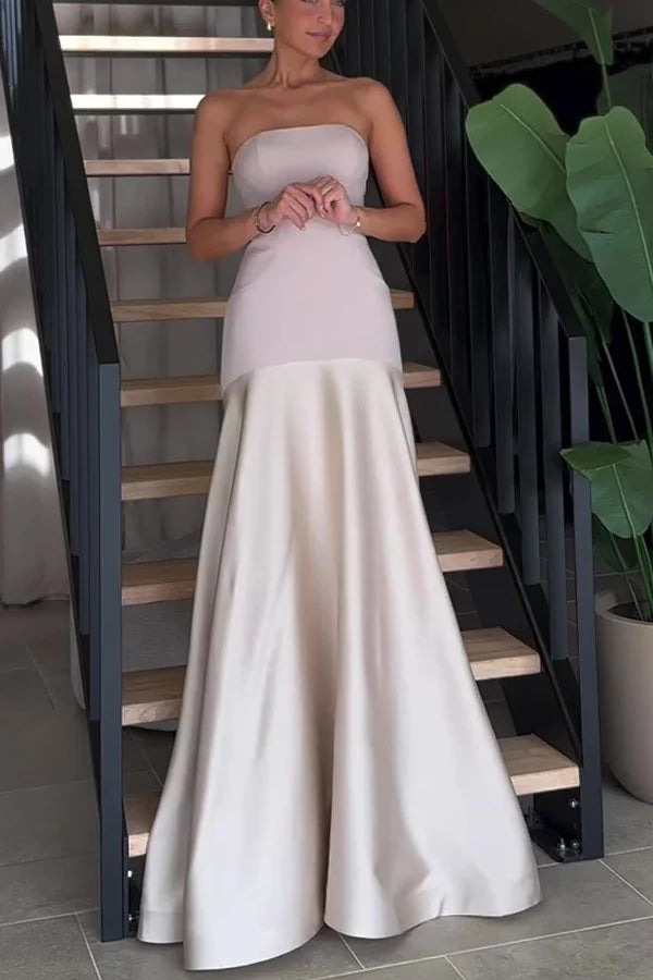 Kleid Hochzeitsgast Damen | Maxi mit Bandeau & zweiteiligem Oberteil
