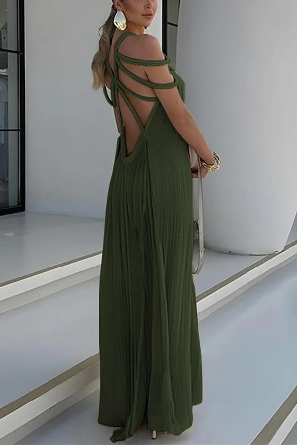 Sommerkleid Damen | Maxi mit Flechtdetail & Cold-Shoulder