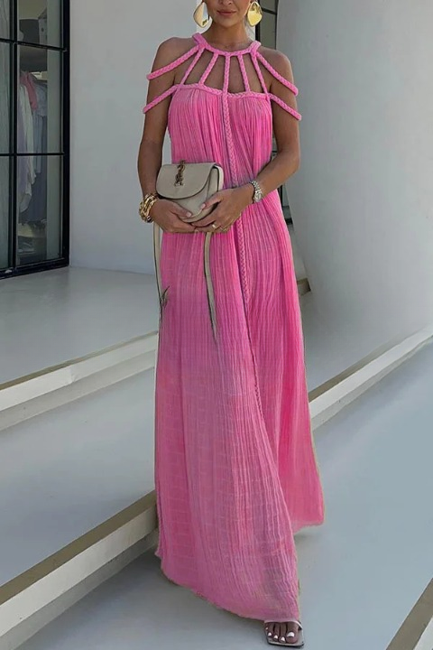 Sommerkleid Damen | Maxi mit Flechtdetail & Cold-Shoulder