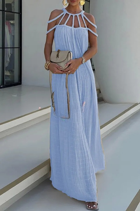 Sommerkleid Damen | Maxi mit Flechtdetail & Cold-Shoulder