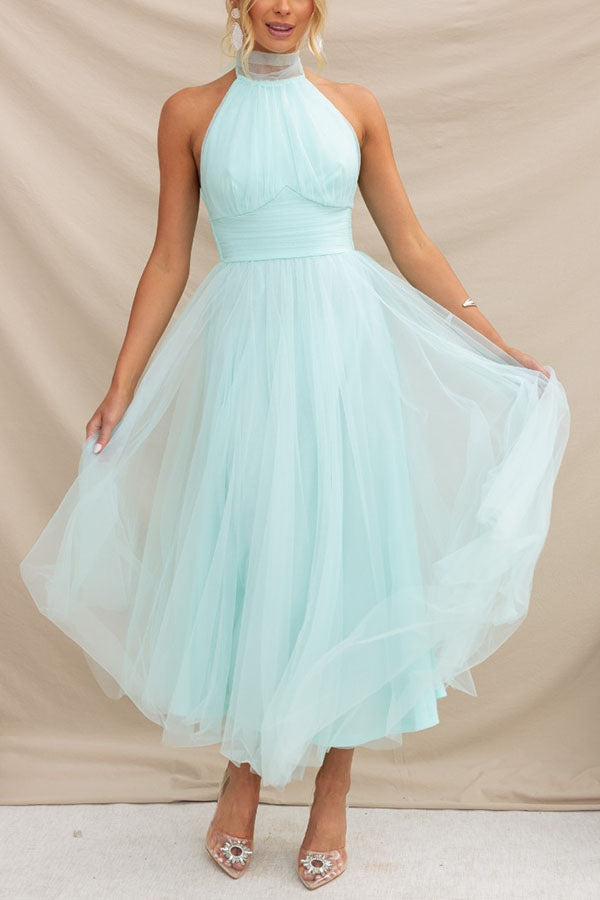Kleid Hochzeitsgast Damen | Midi mit Tüllrock & Neckholder