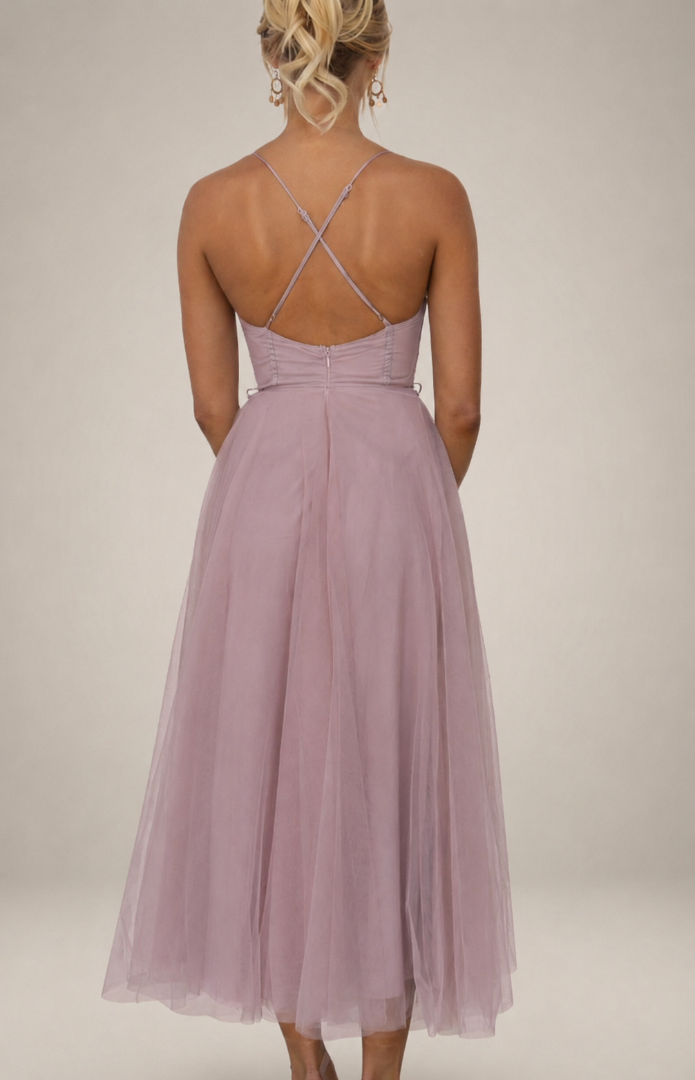 Abendkleid Damen | Midi Kleid mit Korsett Oberteil