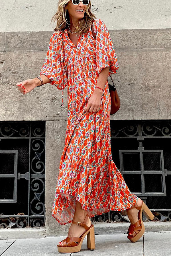Sommerkleid Damen | Maxi mit Blumenprint & Stufenrock