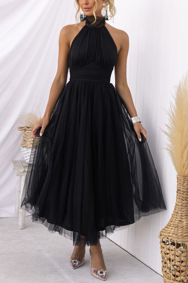 Kleid Hochzeitsgast Damen | Midi mit Tüllrock & Neckholder