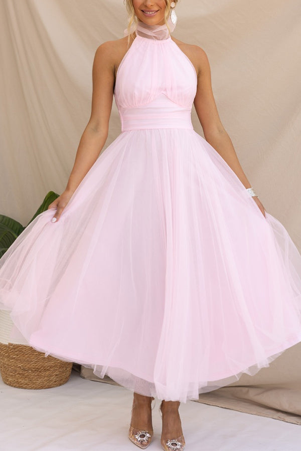 Kleid Hochzeitsgast Damen | Midi mit Tüllrock & Neckholder