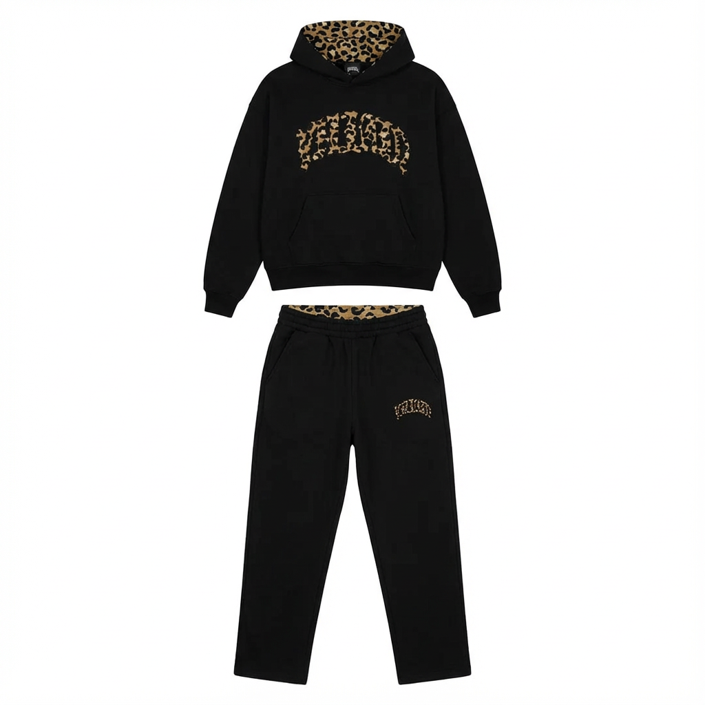 Zweiteiliges Set Damen | Hoodie & Jogginghose mit Leopardenmuster