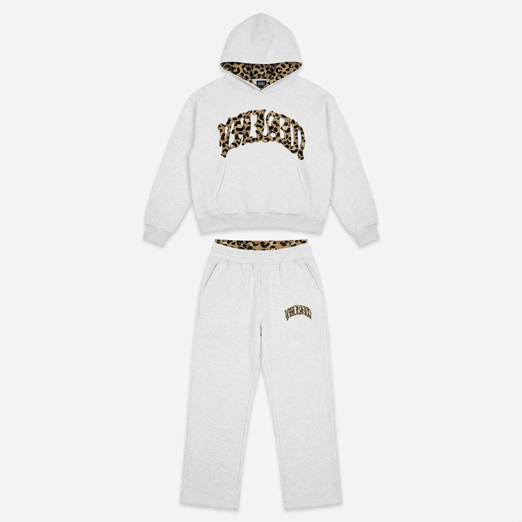 Zweiteiliges Set Damen | Hoodie & Jogginghose mit Leopardenmuster