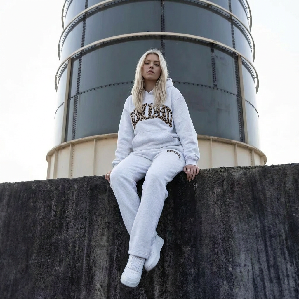 Zweiteiliges Set Damen | Hoodie & Jogginghose mit Leopardenmuster