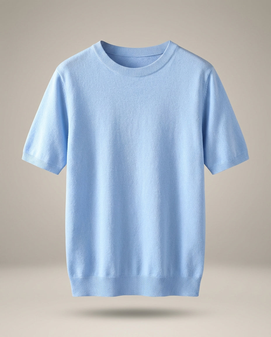 Herren Rundhalsausschnitt Kurzen Ärmeln T-Shirt | Gerippter Saum