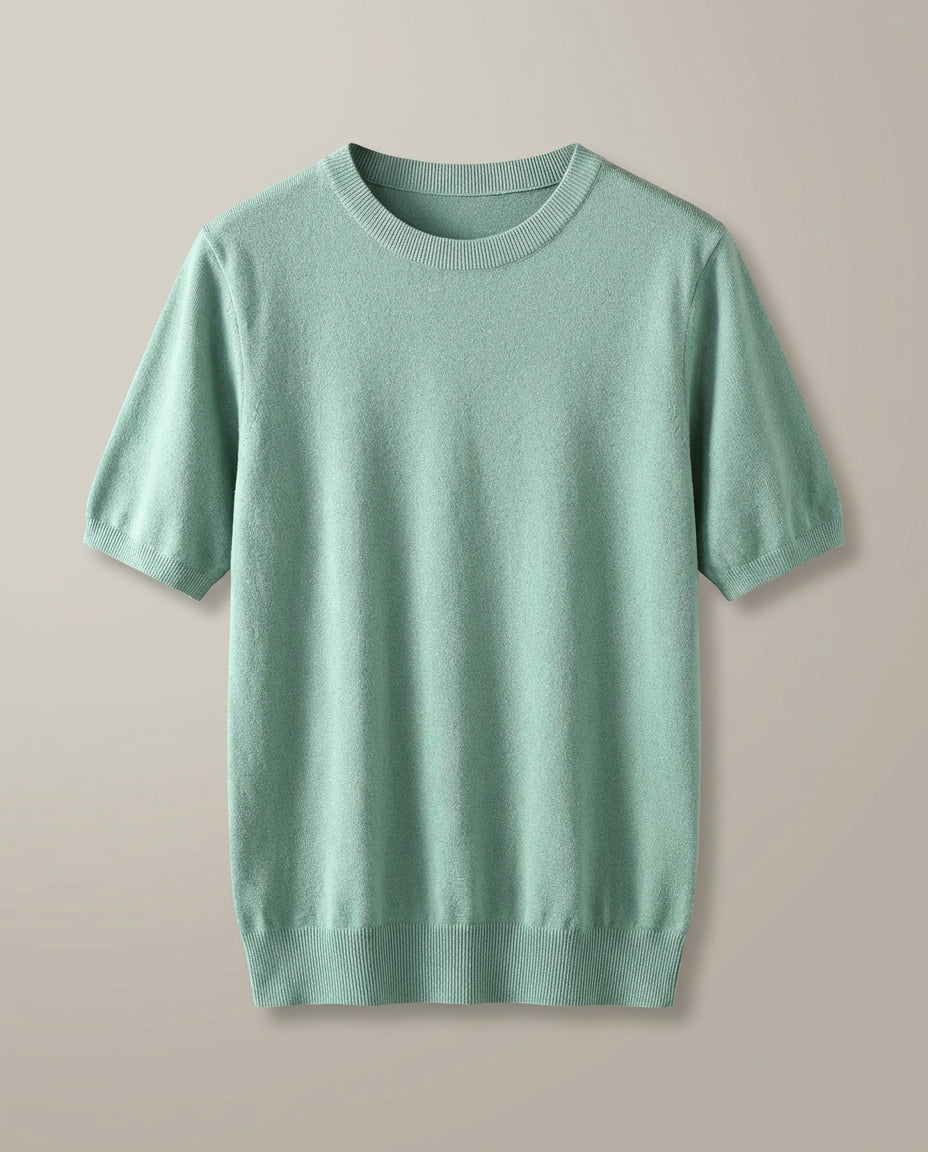 Herren Rundhalsausschnitt Kurzen Ärmeln T-Shirt | Gerippter Saum