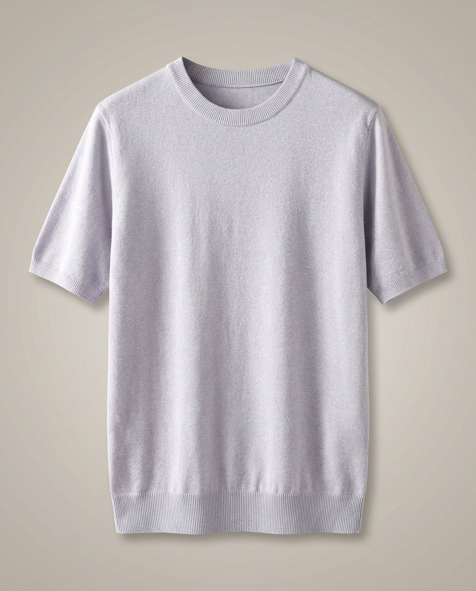 Herren Rundhalsausschnitt Kurzen Ärmeln T-Shirt | Gerippter Saum