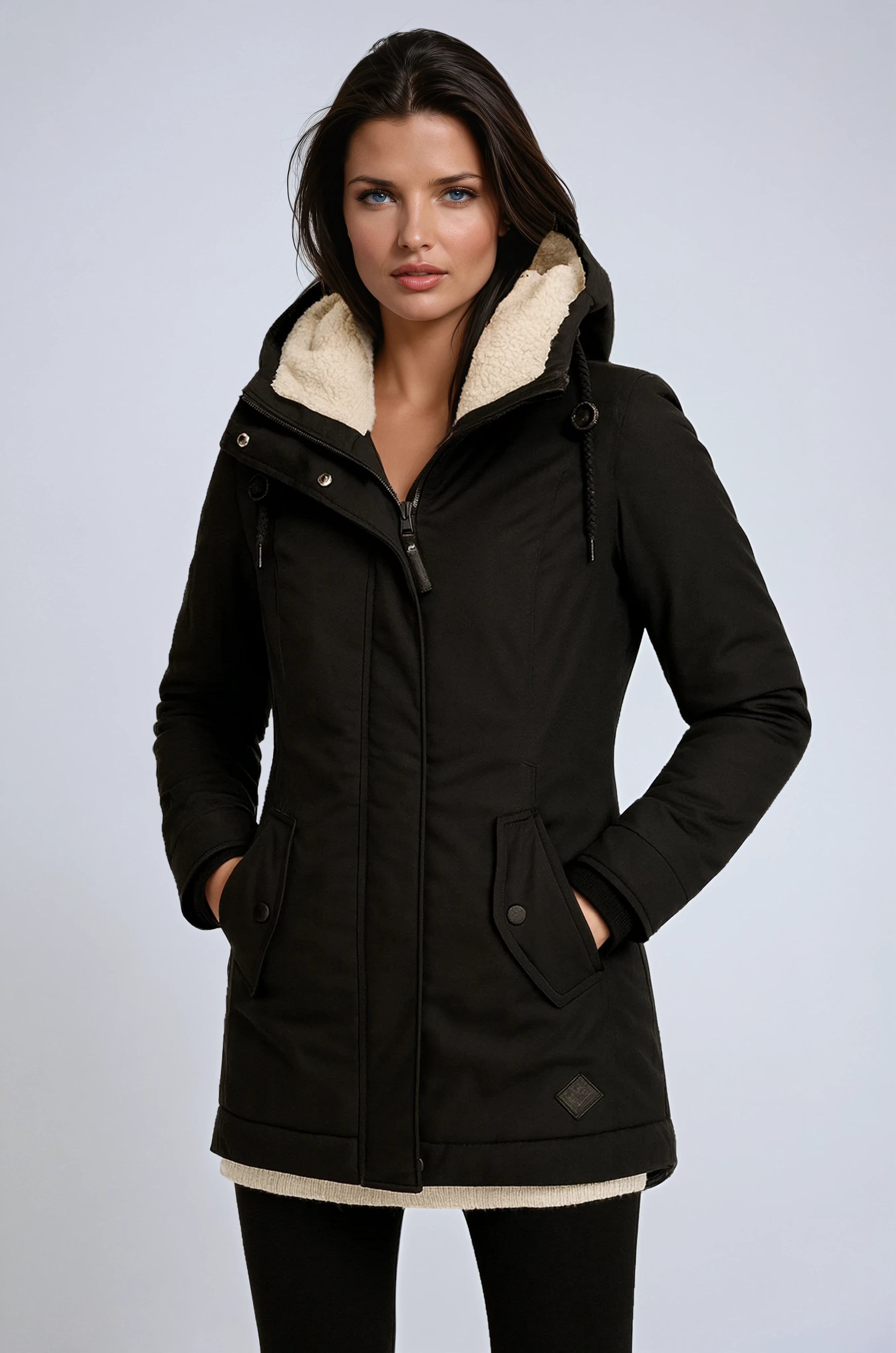 Winterjacke Damen | Fleecegefütterte Kapuze Mit Definiertem Schnitt