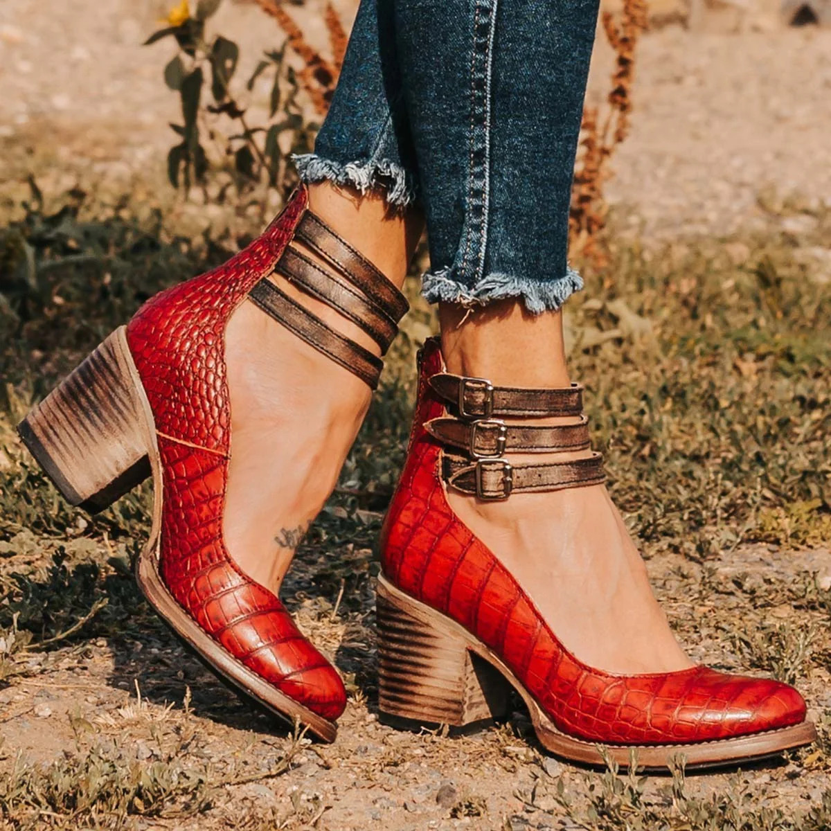 Pumps Damen | Blockabsatz & Doppelschnalle