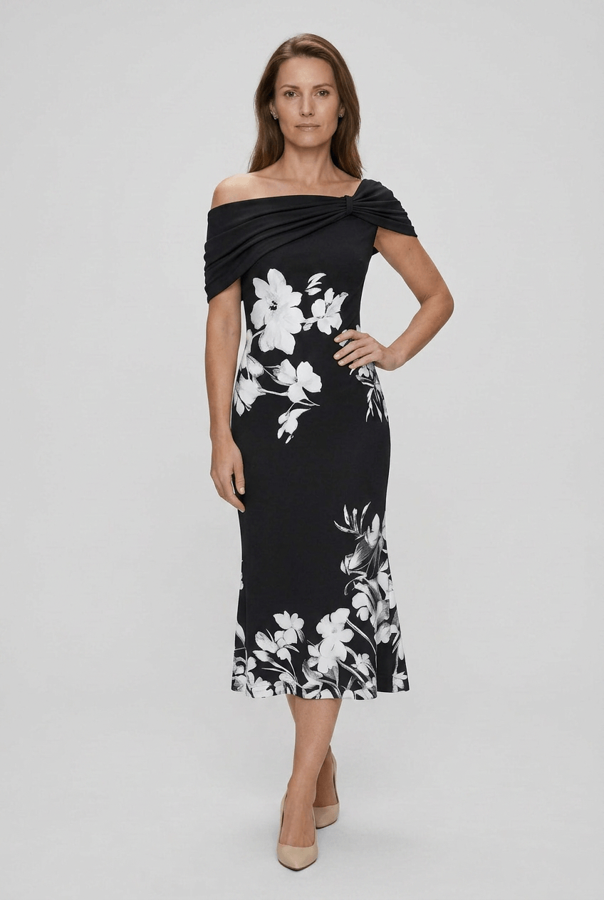 Hochzeitsgast Kleid | Midi mit Blumenmuster