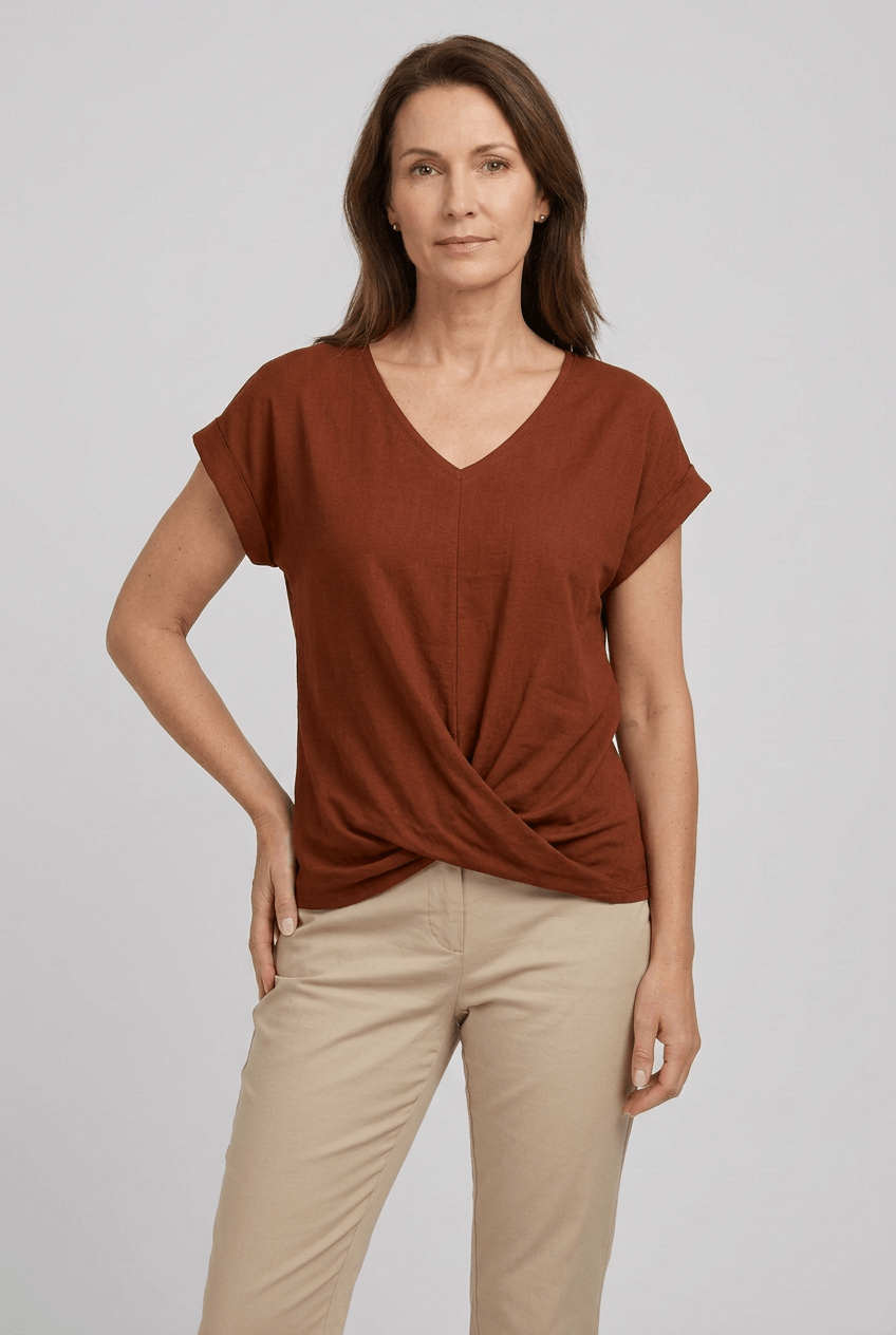 T-Shirt Damen | Wickelfront & V-Ausschnitt