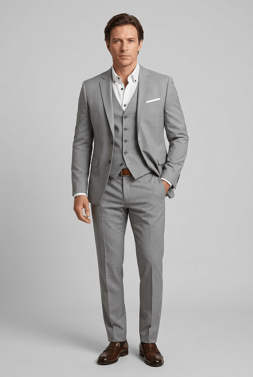 Steven - Hochzeitsanzug Herren Dreiteilig mit Gilet & Slim Fit