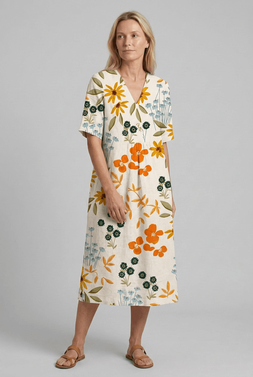 Sommerkleid Damen | Midi mit Blumenprint