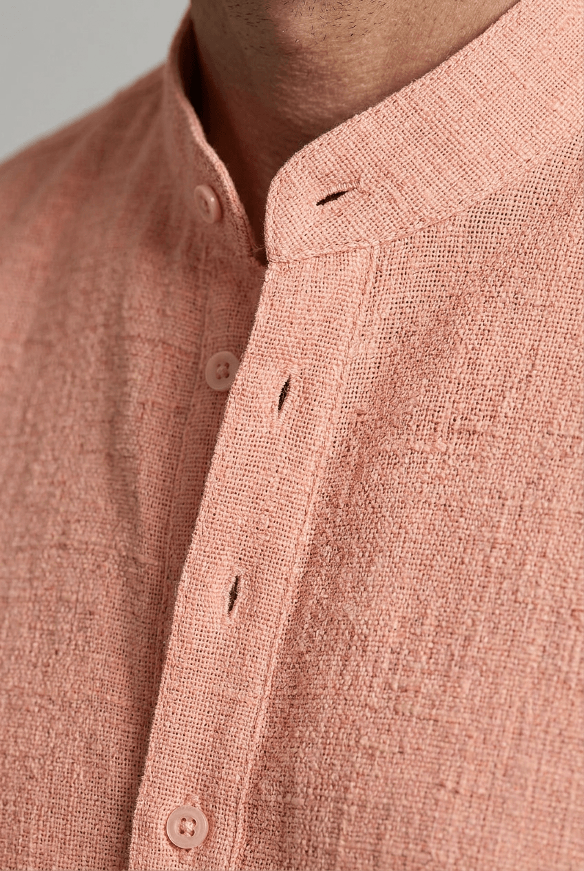 Herrenhemd | Kurzarm mit Stehkragen & Knopfleiste