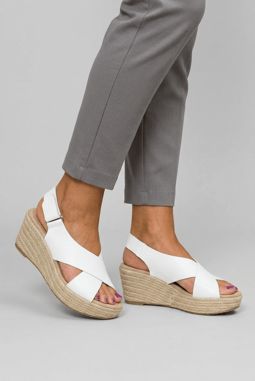 Keilsandalen Damen | Überkreuzte Träger & Espadrille Keilsohle mit Slingback
