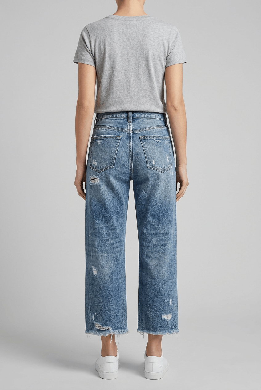 Jeans Damen | Cropped High Waist mit Destroyed-Optik & Fransensaum
