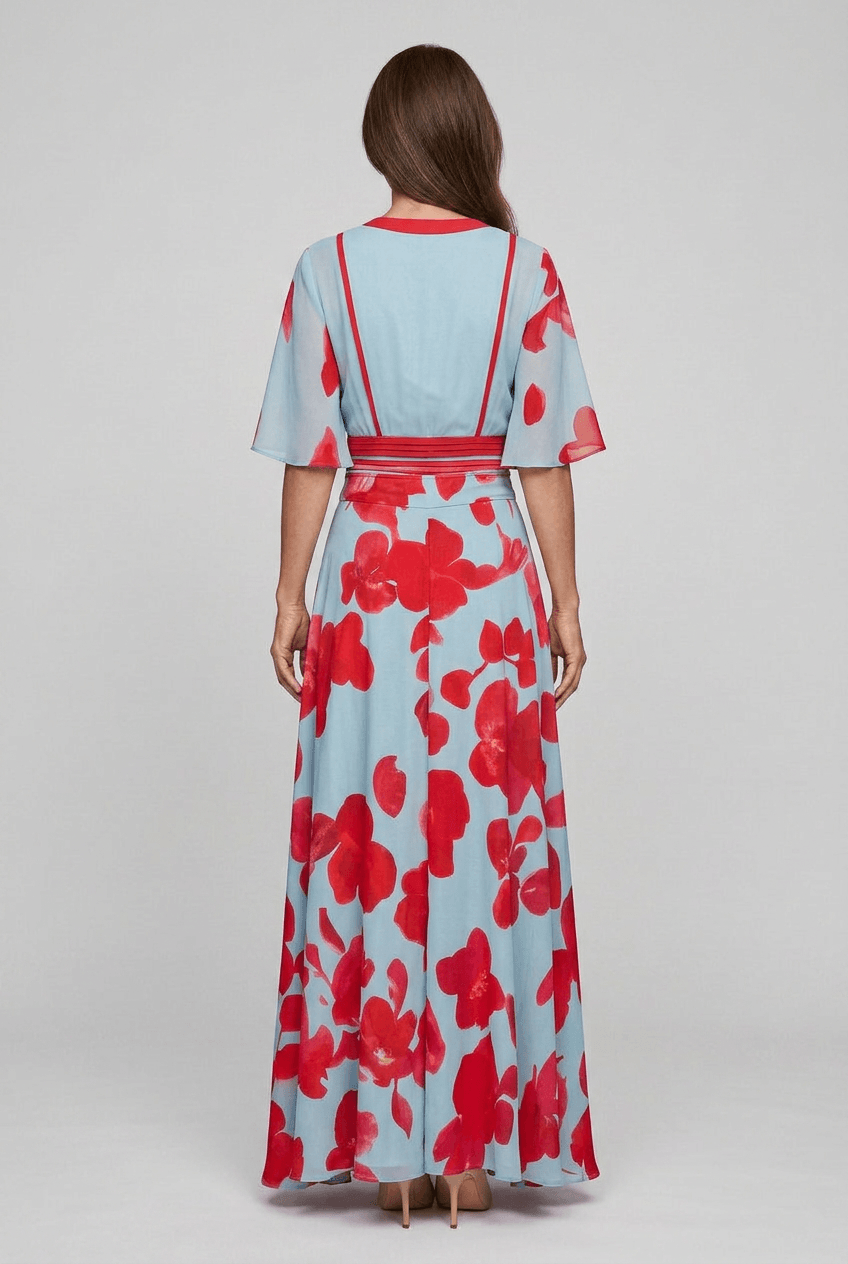 Sommerkleid Damen Maxi | Blumenprint & Wickelschnitt