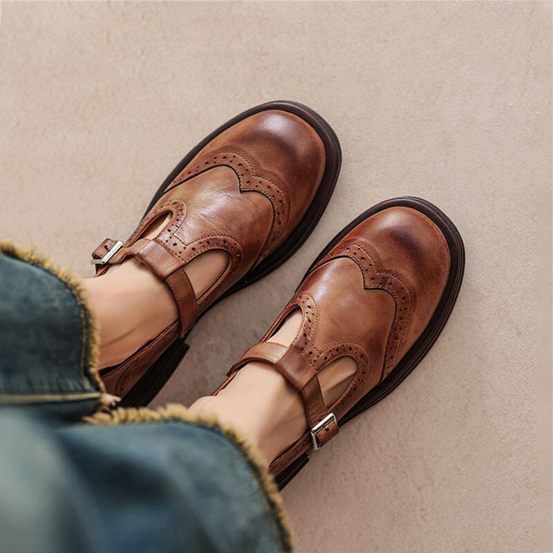 Mary Jane Schuhe Damen | Broguing & T-Strap