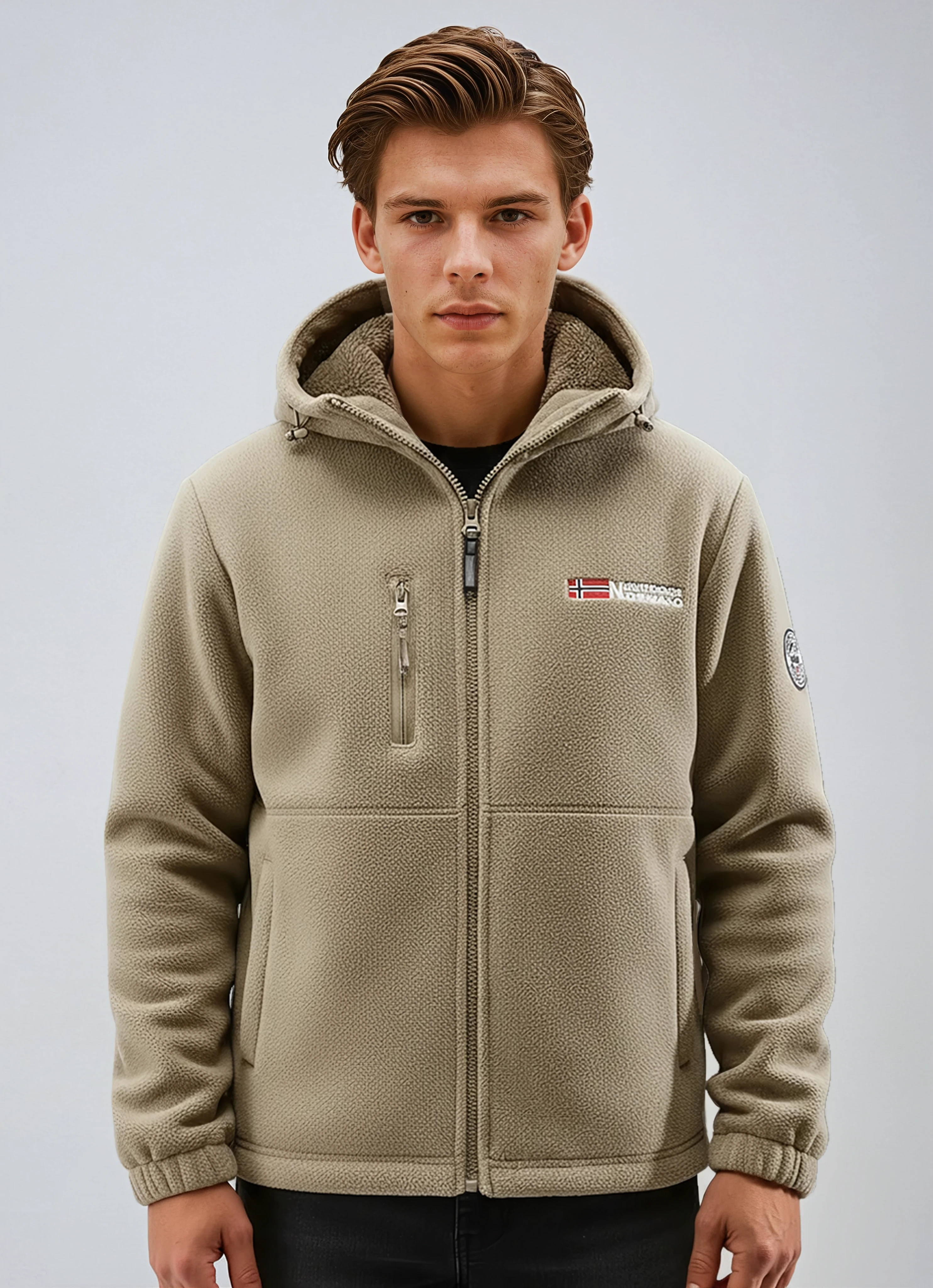 Fleecejacke Herren | Warme Winter Fleece mit Kapuze & Reißverschluss