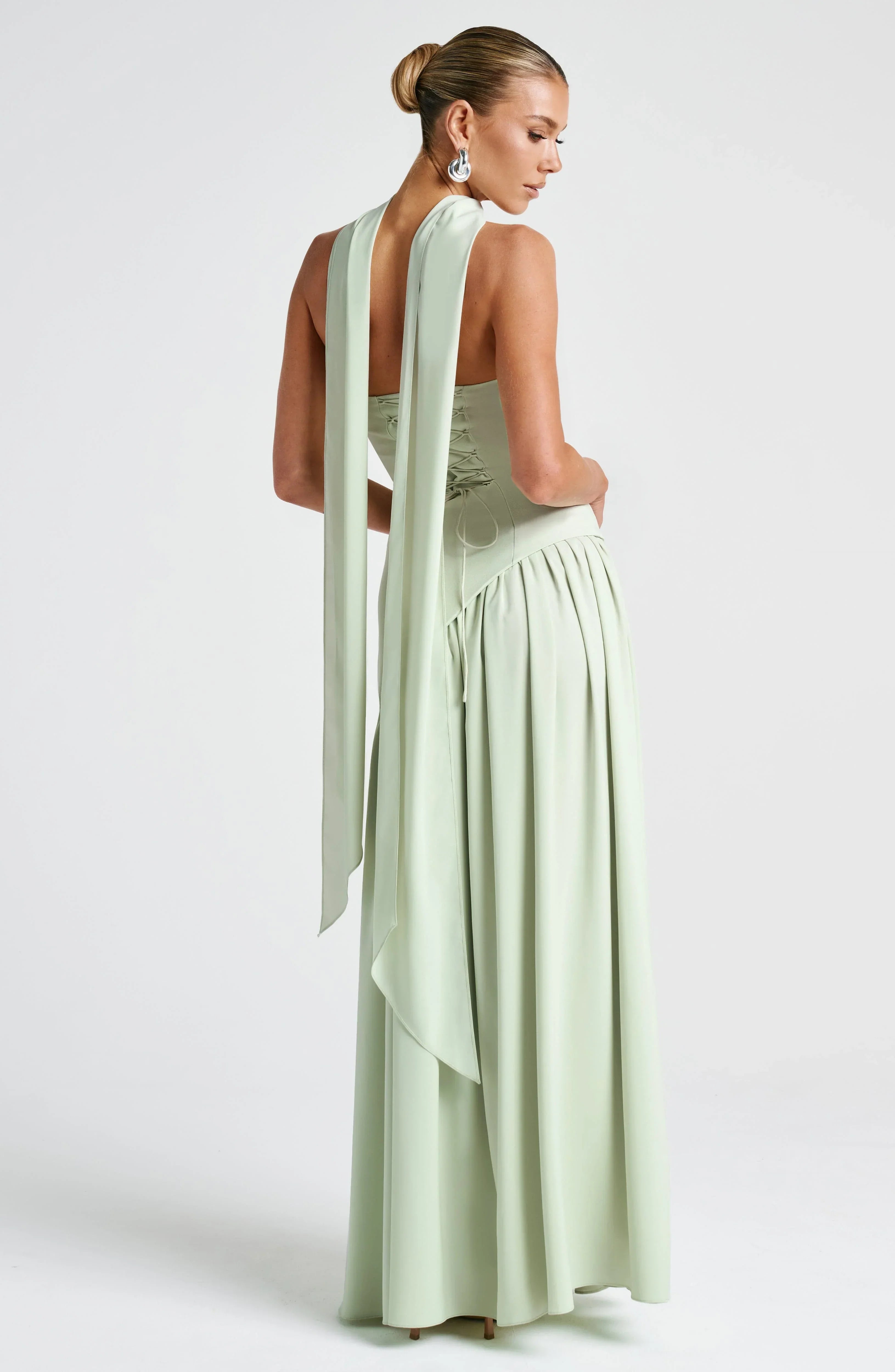 Kleid Hochzeitsgast Damen | Maxi mit Bandeau & Schalkragen