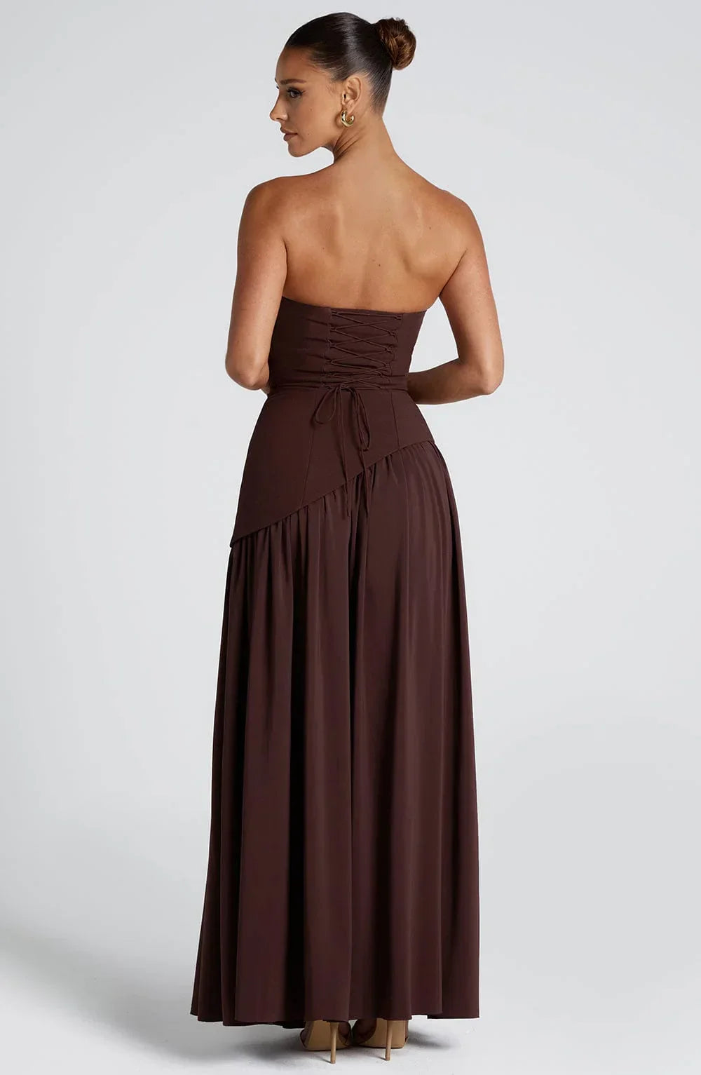 Kleid Hochzeitsgast Damen | Maxi mit Bandeau & Schalkragen