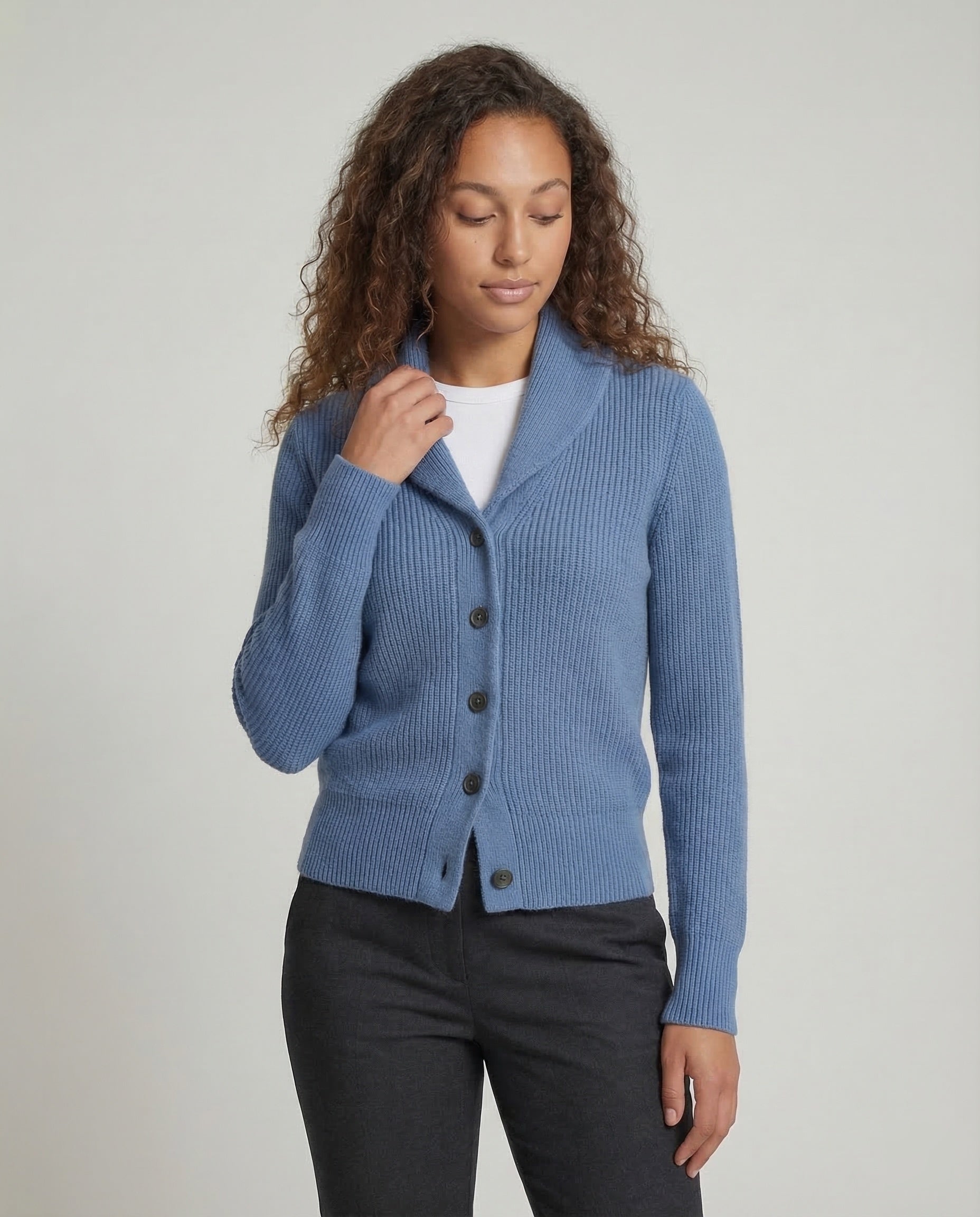 Cardigan Damen | Reverskragen & Rippenstrick