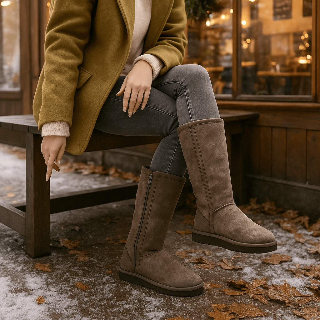 Women's Waterproof Suede Boots - Winter - Lambswool Lined