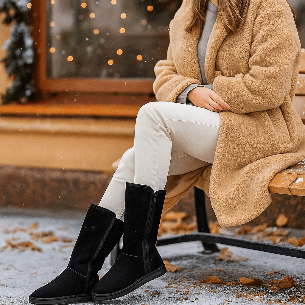 Women's Waterproof Suede Boots - Winter - Lambswool Lined