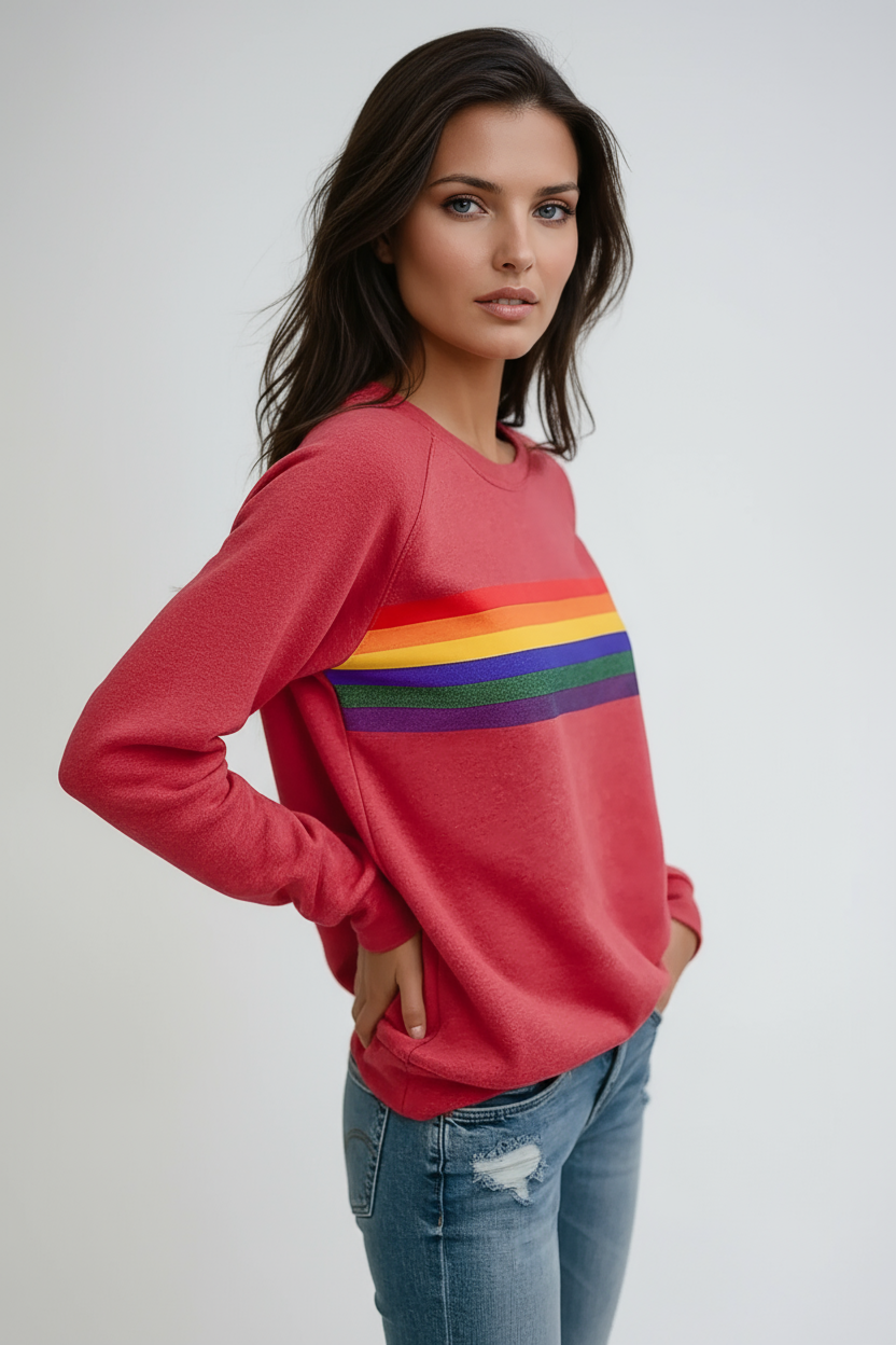 Übergrößtes Winter Sweatshirt | Streifendetail mit Vielseitigen Looks