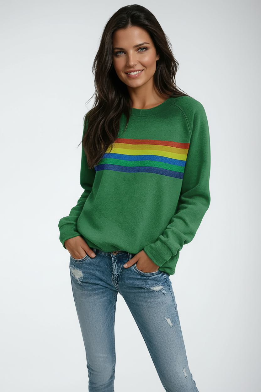 Übergrößtes Winter Sweatshirt | Streifendetail mit Vielseitigen Looks